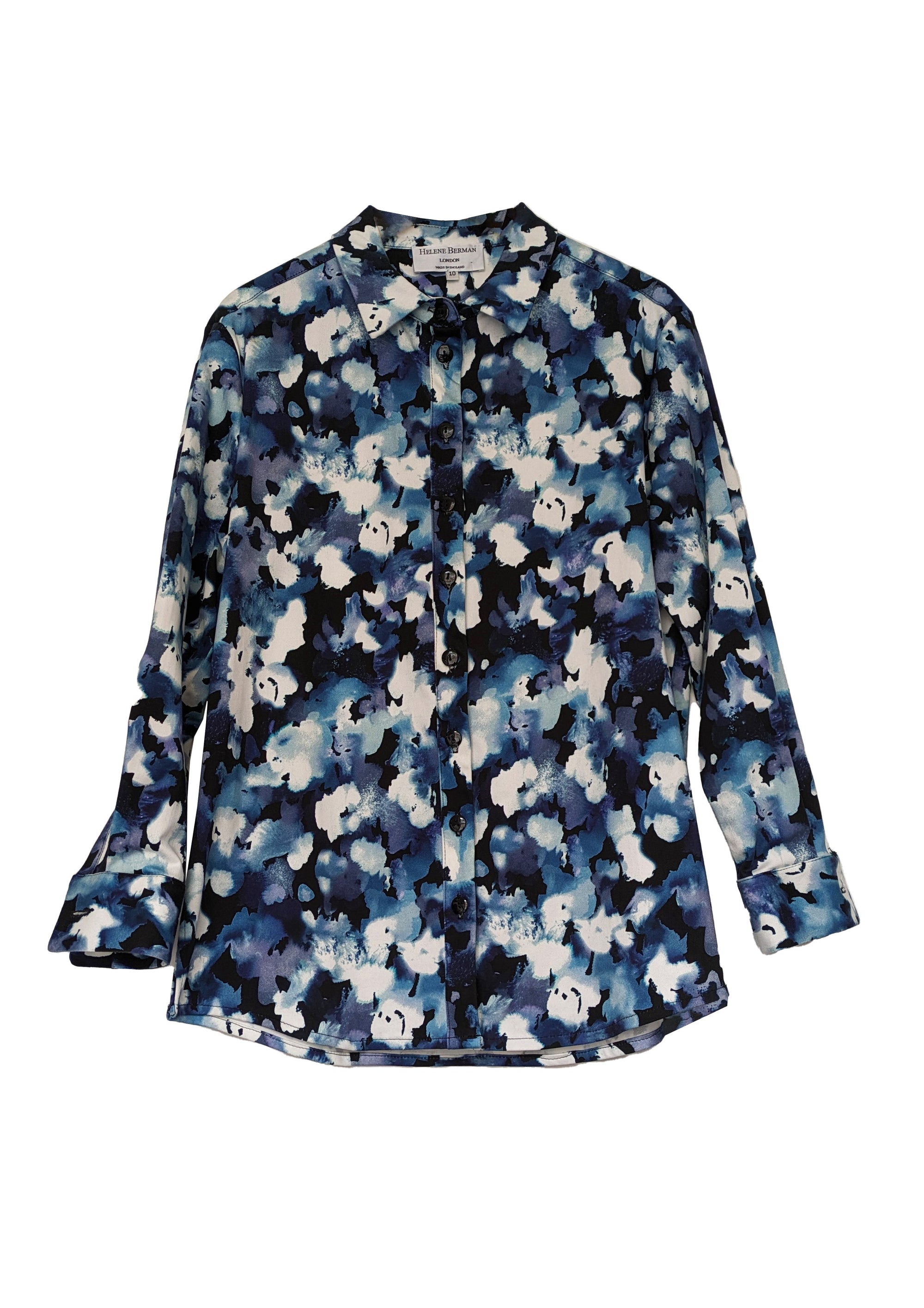 Blue abstract floral print shirt