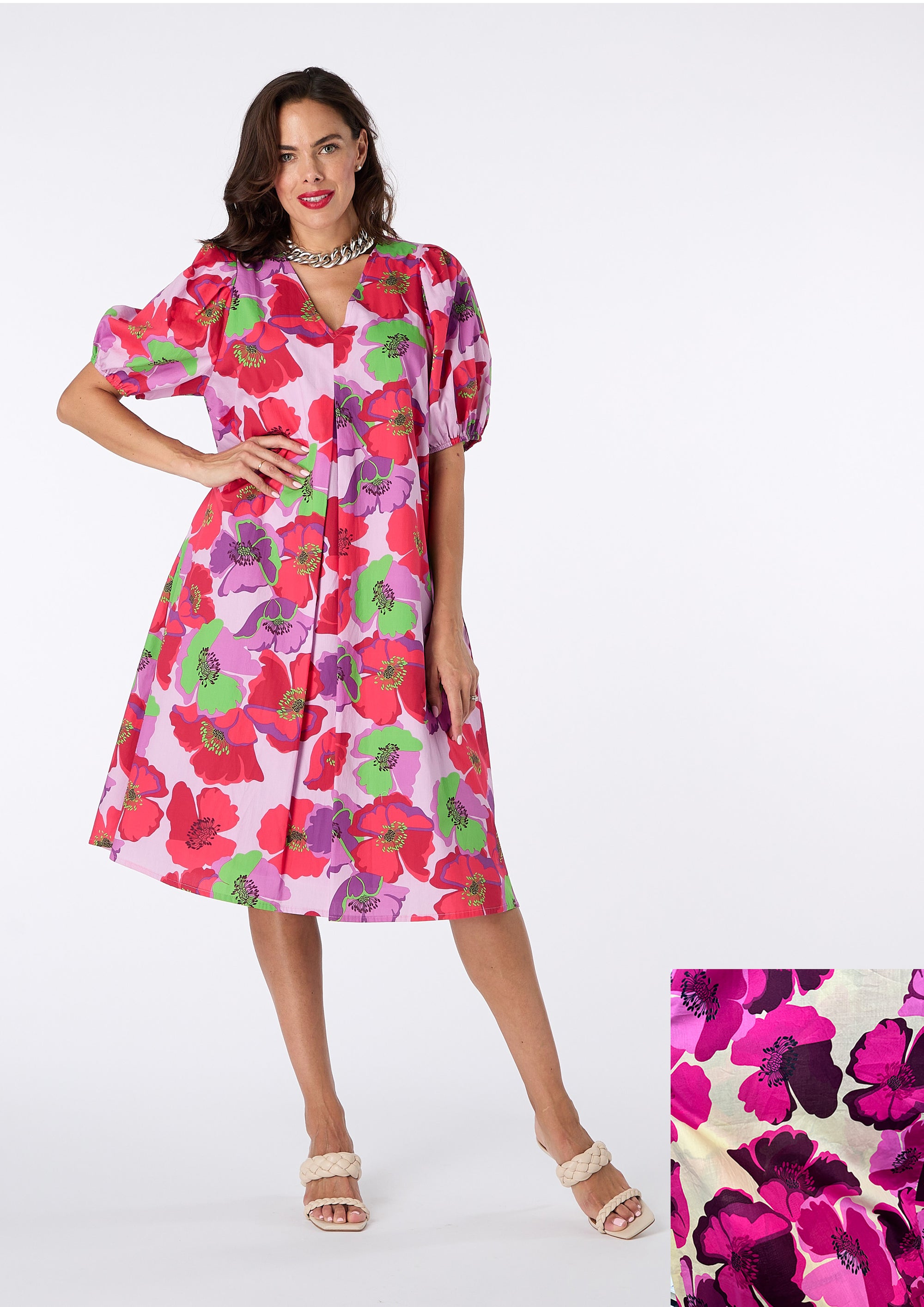 Holly Floral V-neck Dress - Two Colourways Available