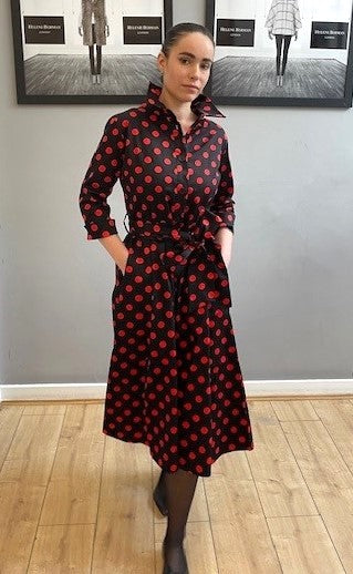Sadie Polka Dot Shirt Midi Dress