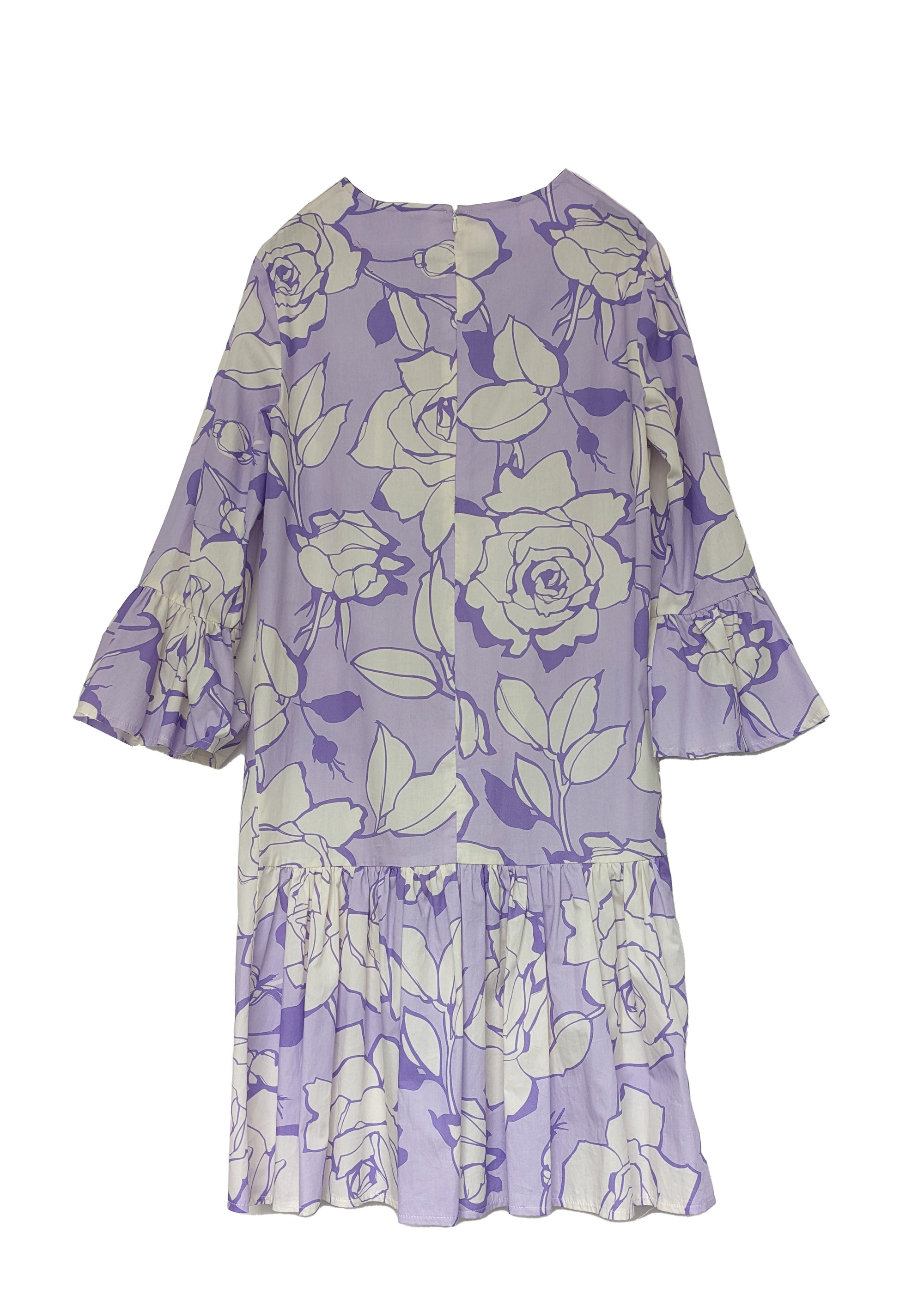 Purple floral frill dress