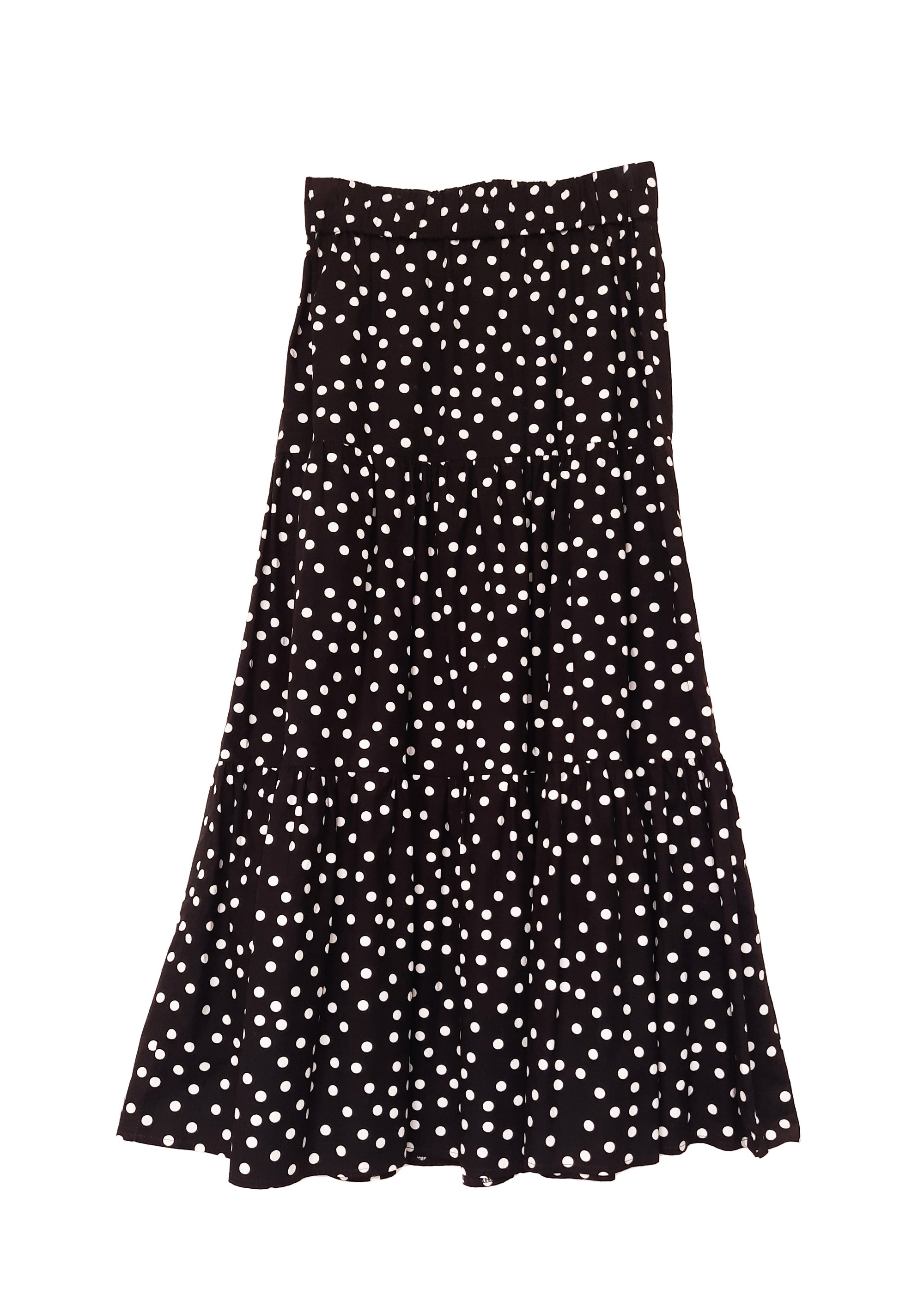 Polka tiered skirt in Black