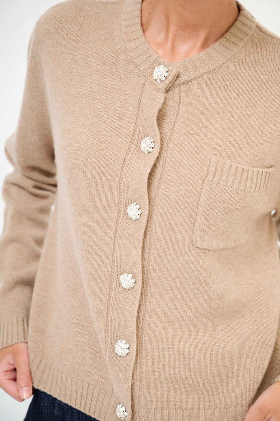 Isa Cashmere-blend Cardigan with Jewel Buttons - one size