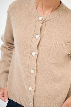 Isa Cashmere-blend Cardigan with Jewel Buttons - one size