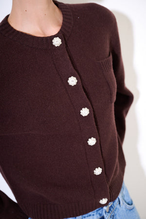 Isa Cashmere-blend Cardigan with Jewel Buttons - one size