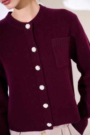 Isa Cashmere-blend Cardigan with Jewel Buttons - one size