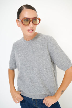 Alessia Cashmere-blend Sparkle Sweater - one size