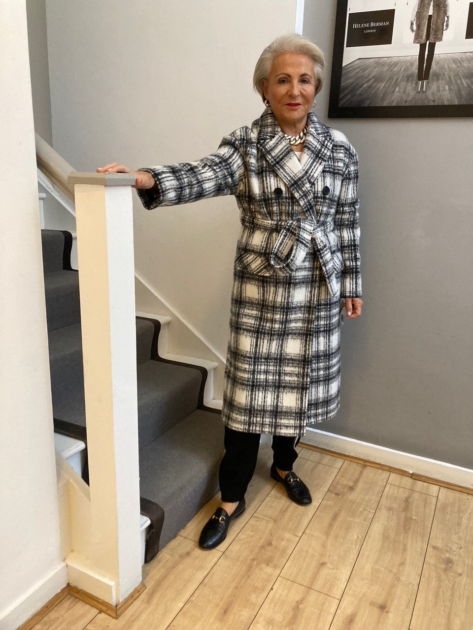 Carol Easy Wear Check Coat - size XS