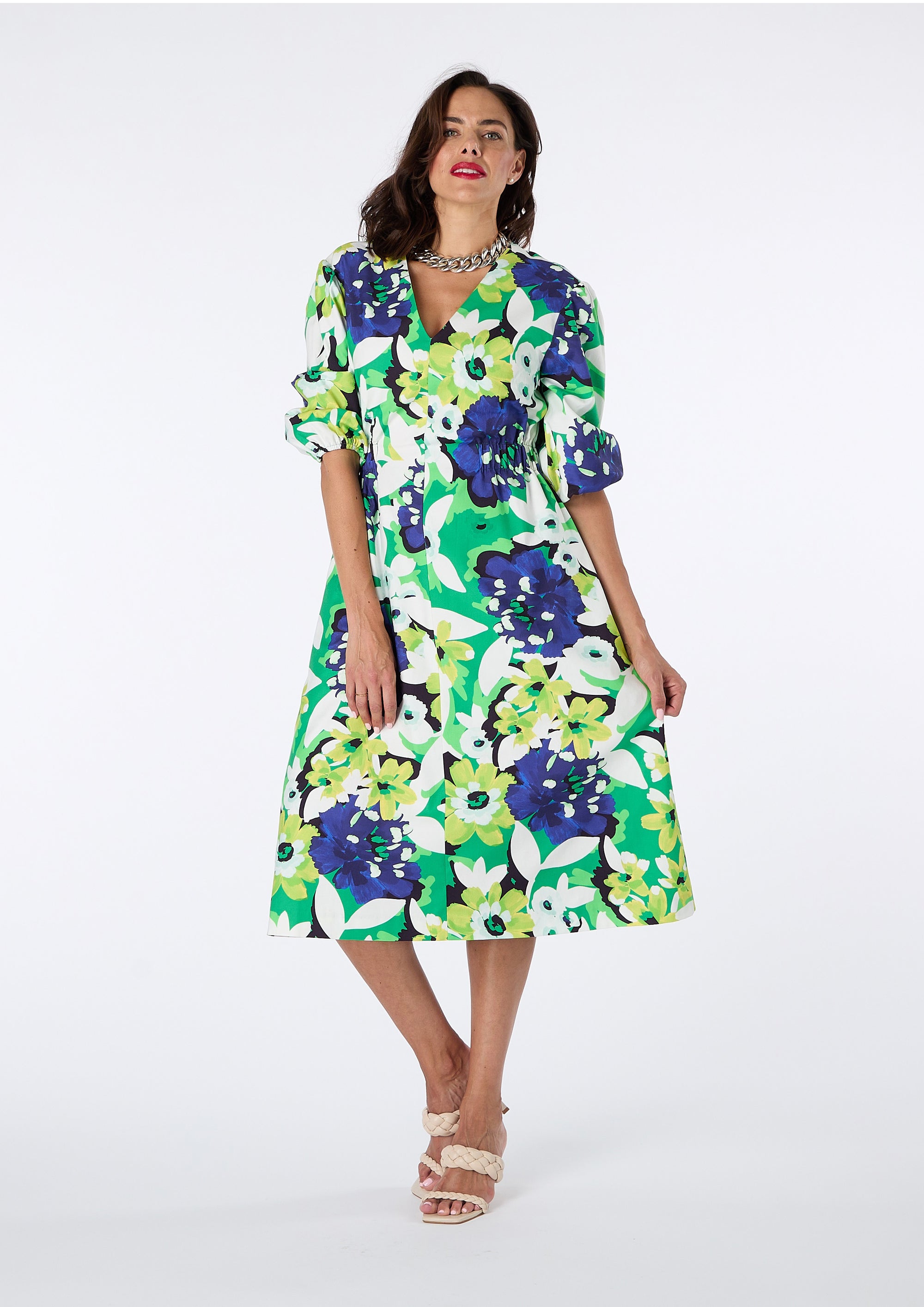 Michelle V-neck Floral Midi Dress - Two Colourways Available