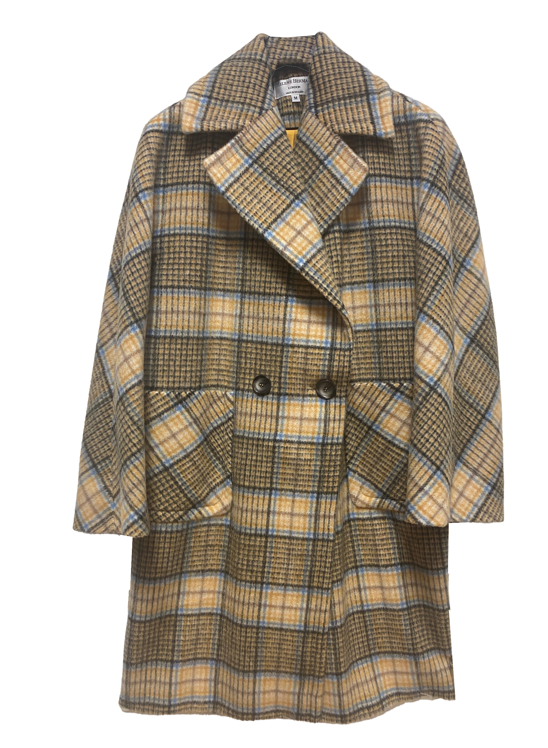 Mustard Blend Check Double Breasted Coat