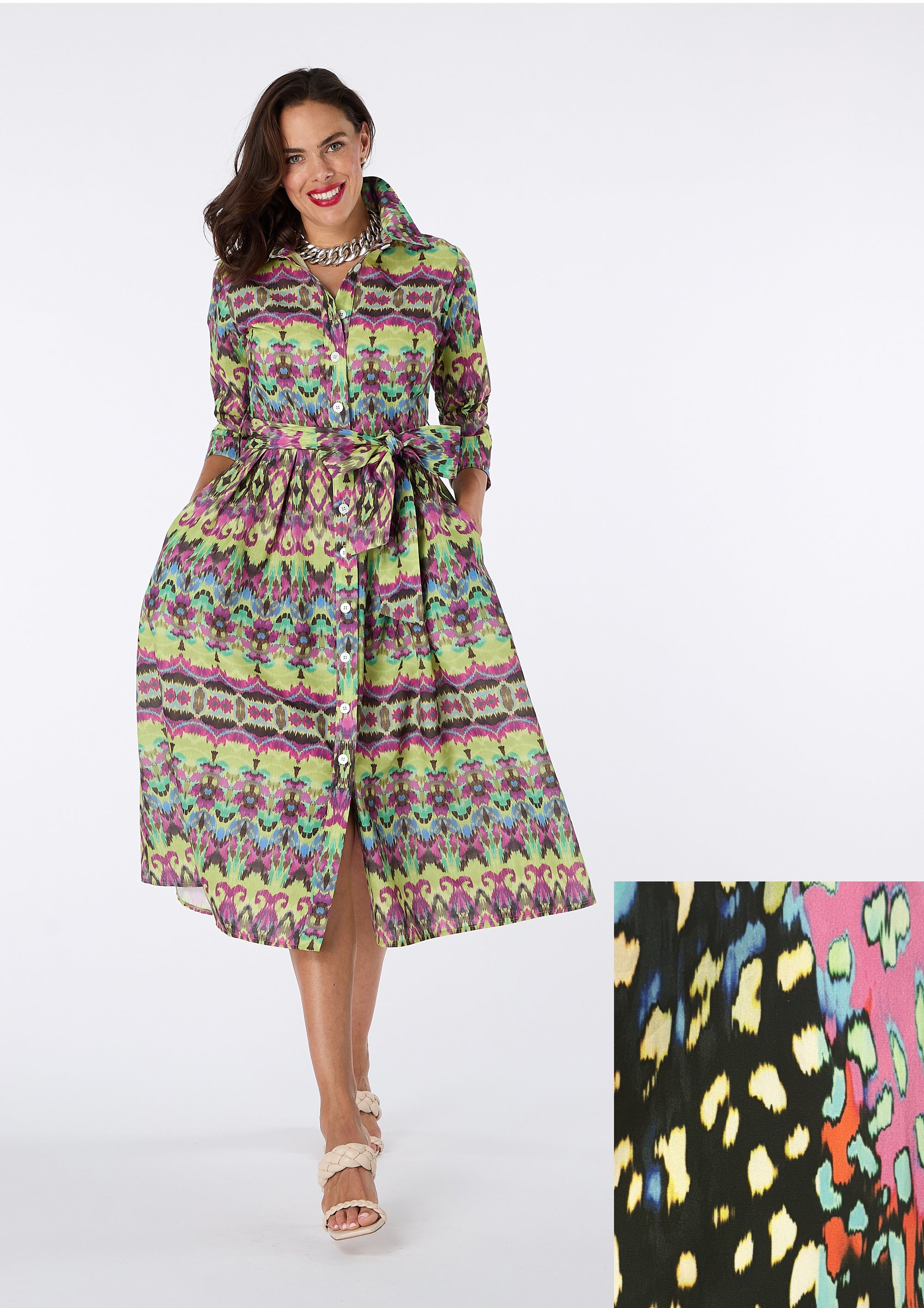 Agnes Printed Shirt Dress - size 10
