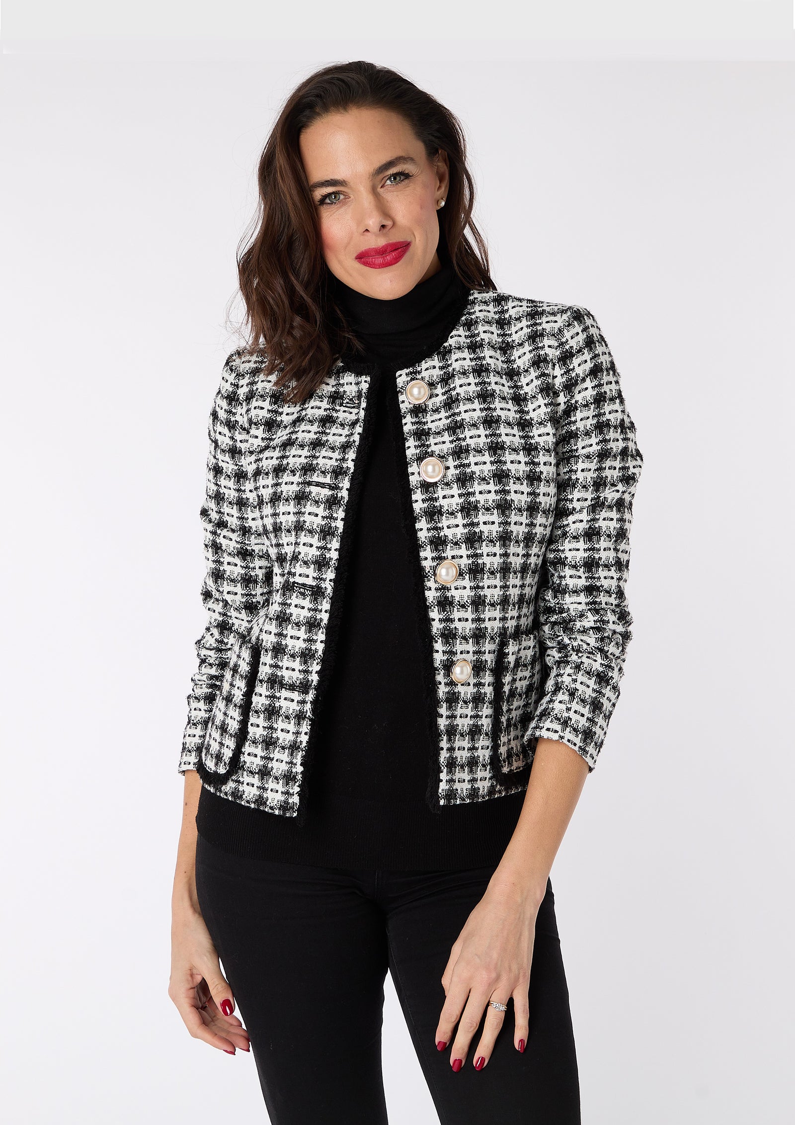 Alex Signature Jacket with Pearl Button and Sparkle Thread Detail - sizes 8, 10, 12