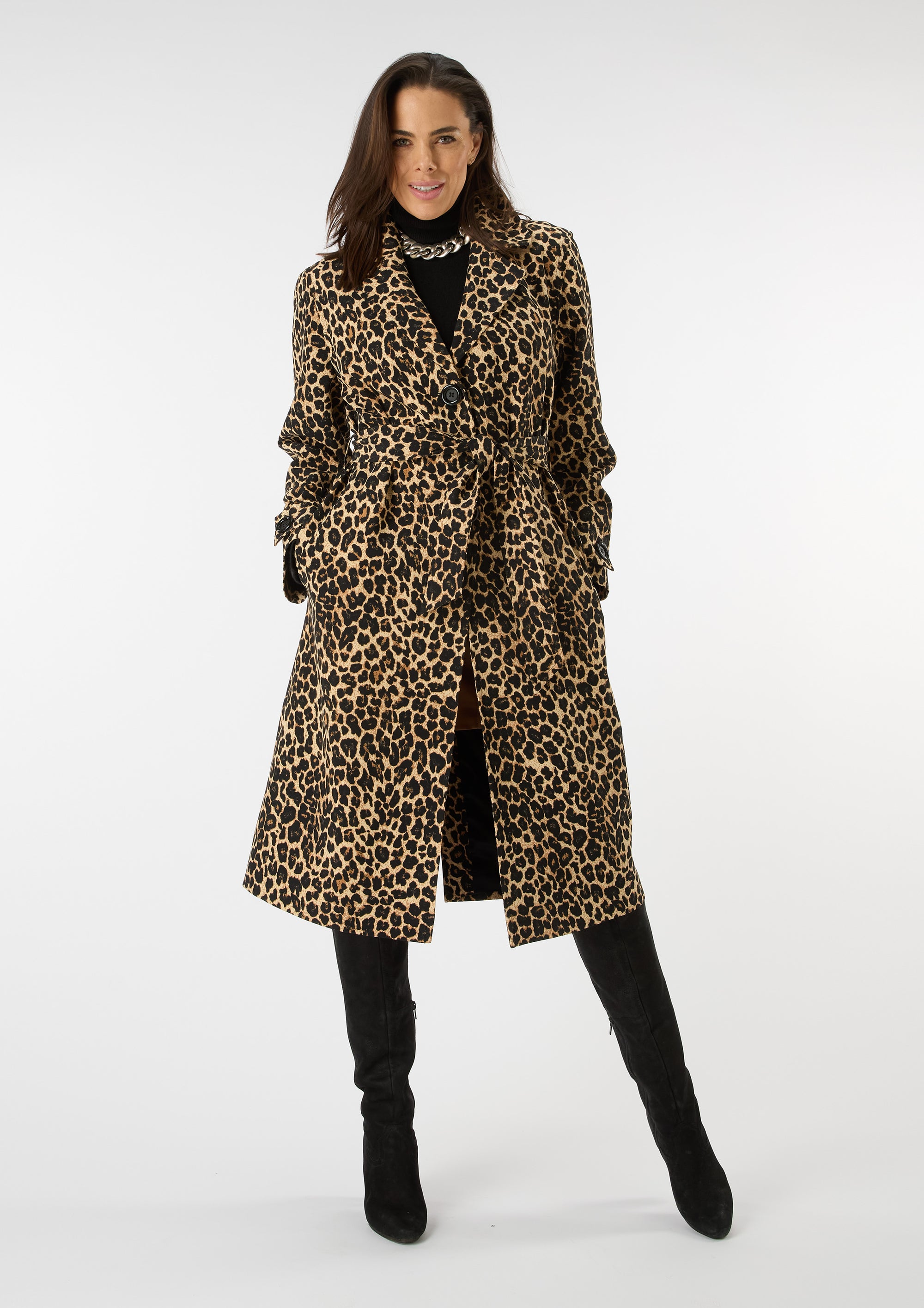 Audrey Animal Print Trench Coat - size 10