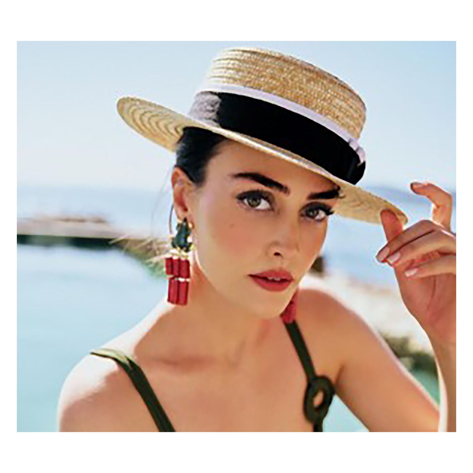 Madrid Natural Straw Boater with Black Band