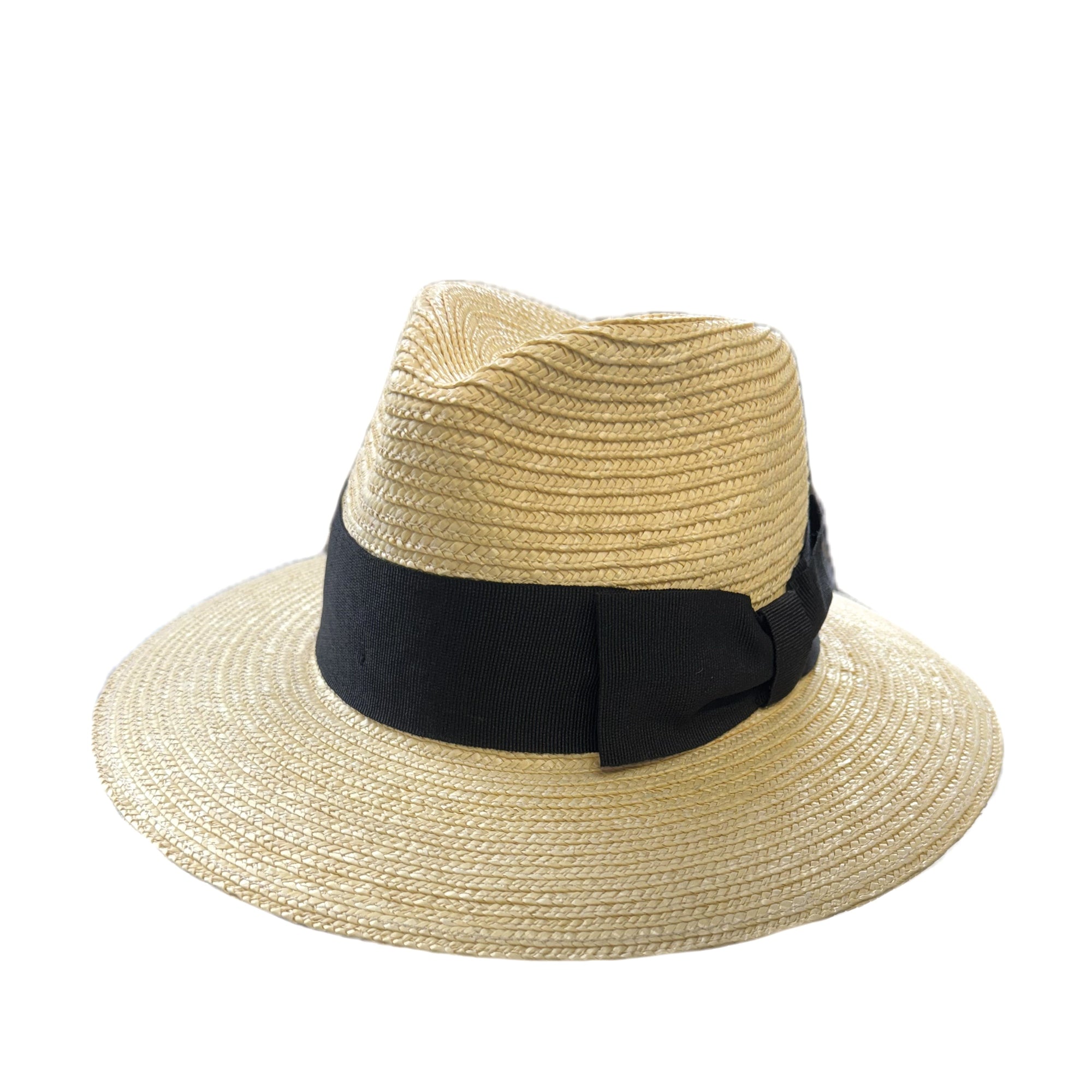 Boston Straw Fedora Hat with Wide Brim