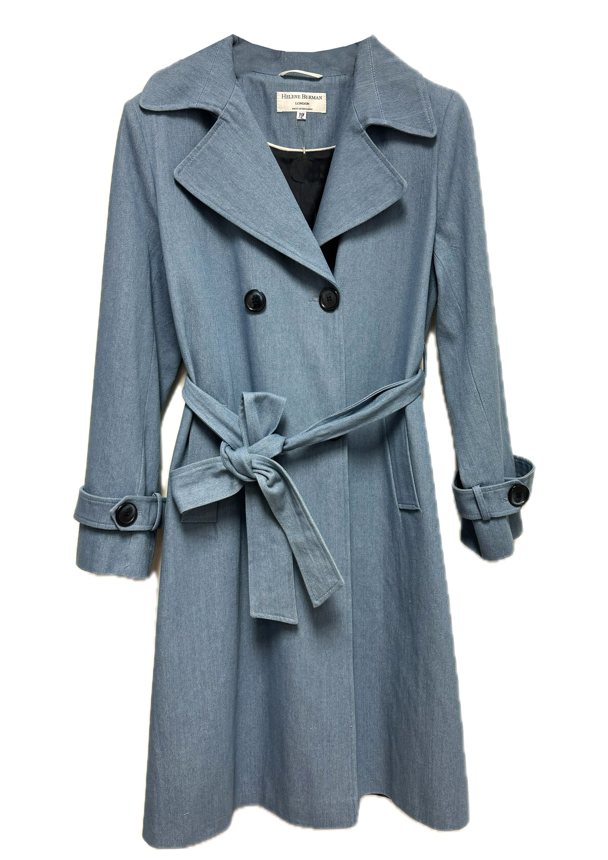 Cassandra Wasy-wear Double-Breasted Denim Trench Coat - size 12
