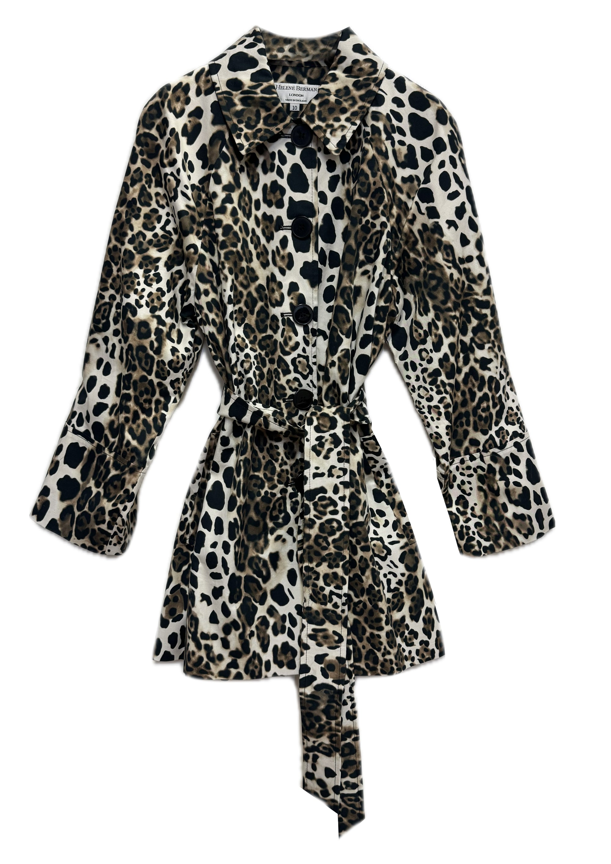 Cora Animal Print Hip-Length Trench Coat - size 10