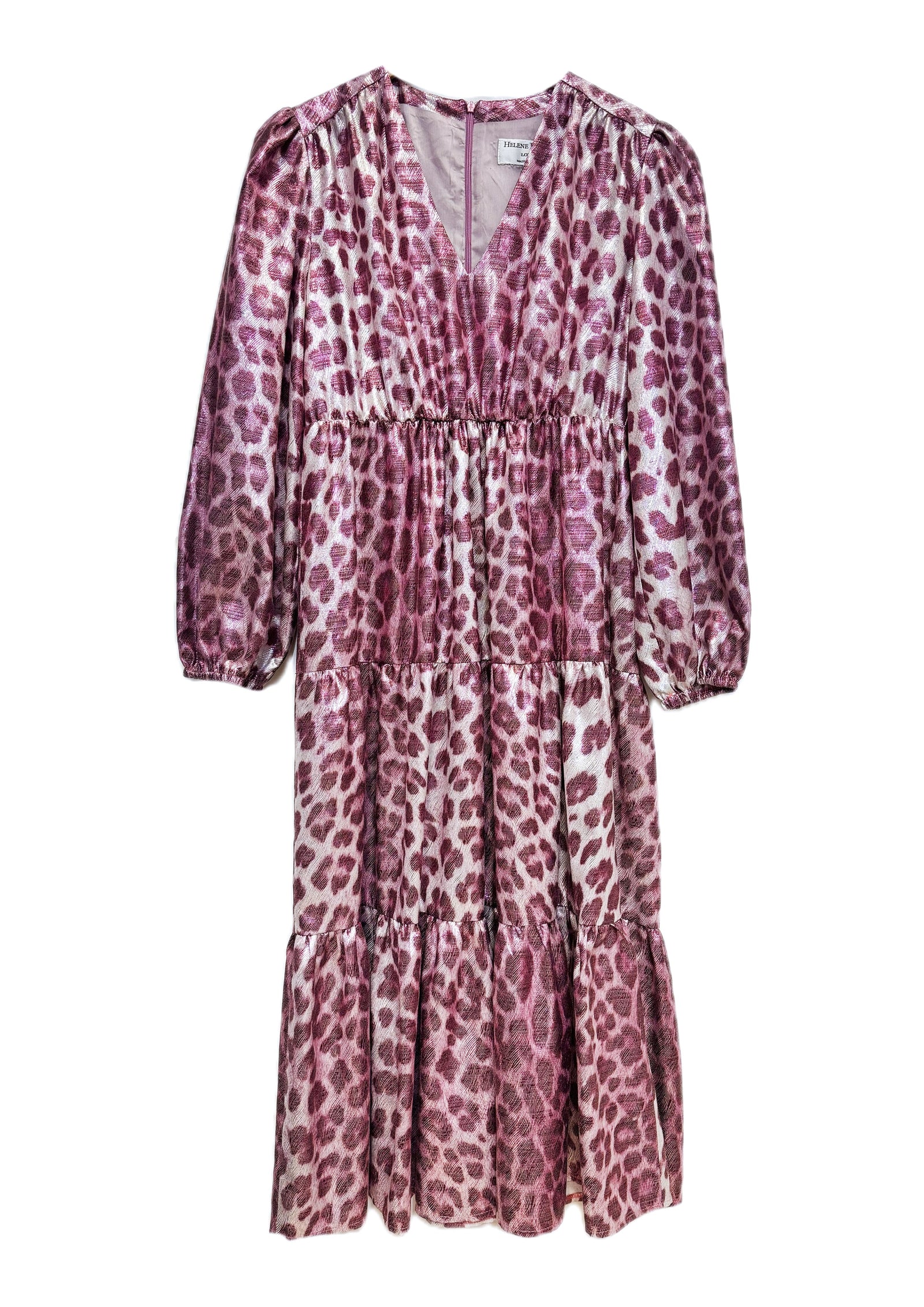 Gail Metallic Shimmer Animal Print Tiered Dress - size 10