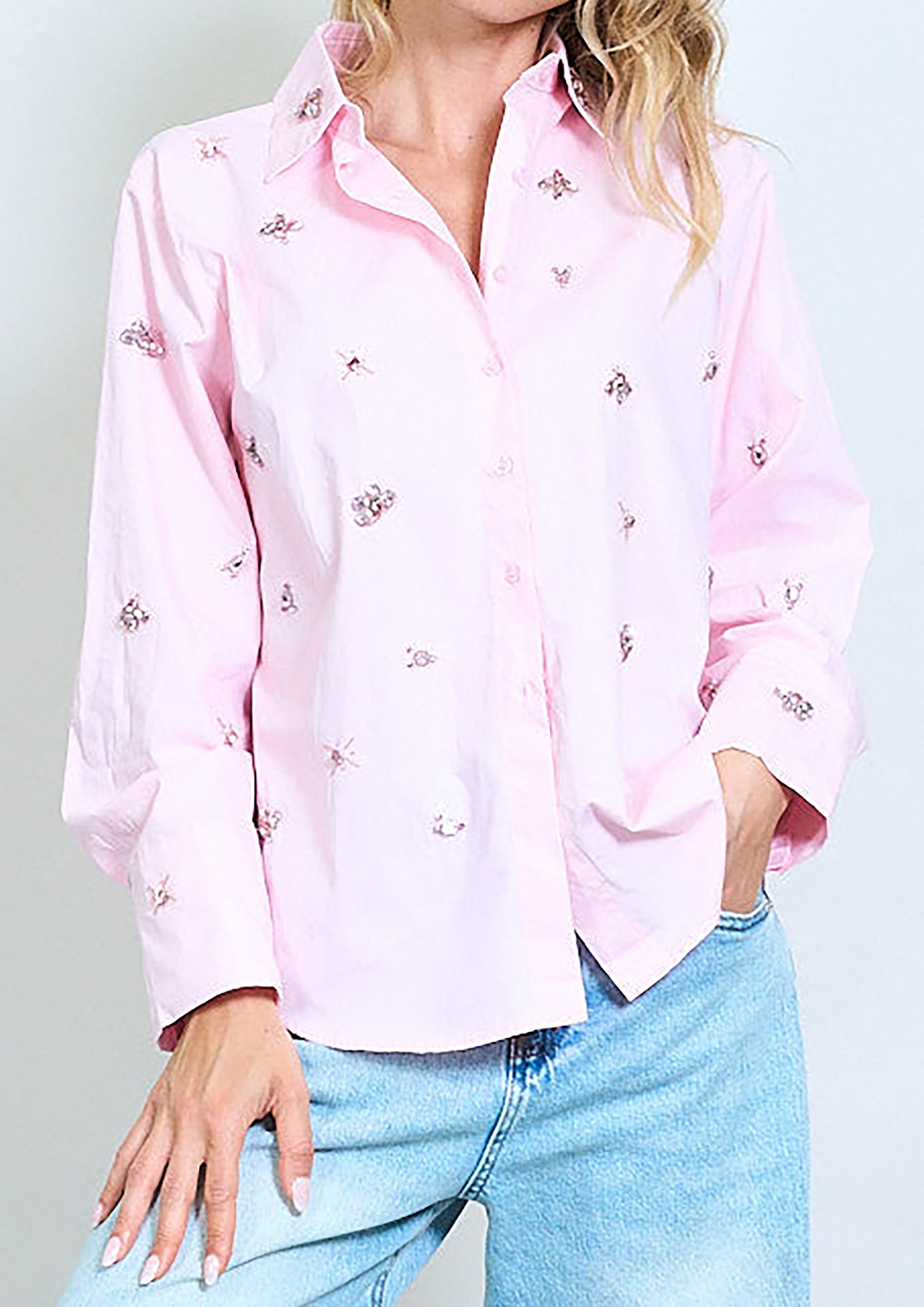 Silvia Embellished Easy-Wear Shirt - One Size