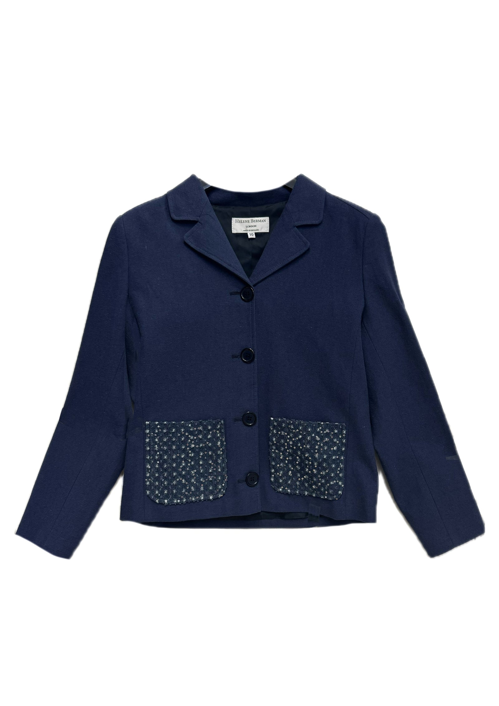 Maria Cotton-Linen Jacket with Sparkle Detail - size 10