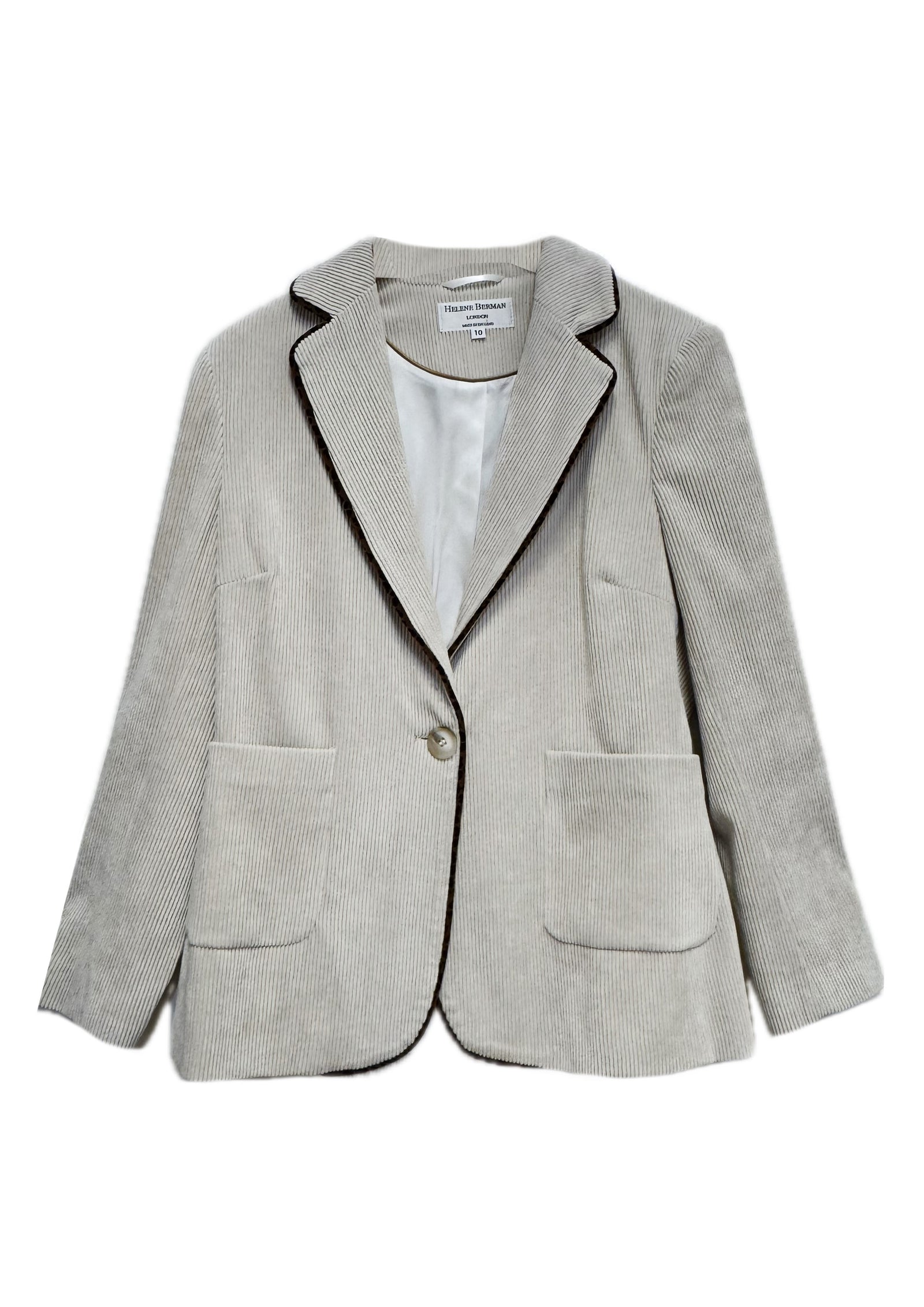 Janelle Corduroy Blazer with Animal Print Trim Detail - size 10