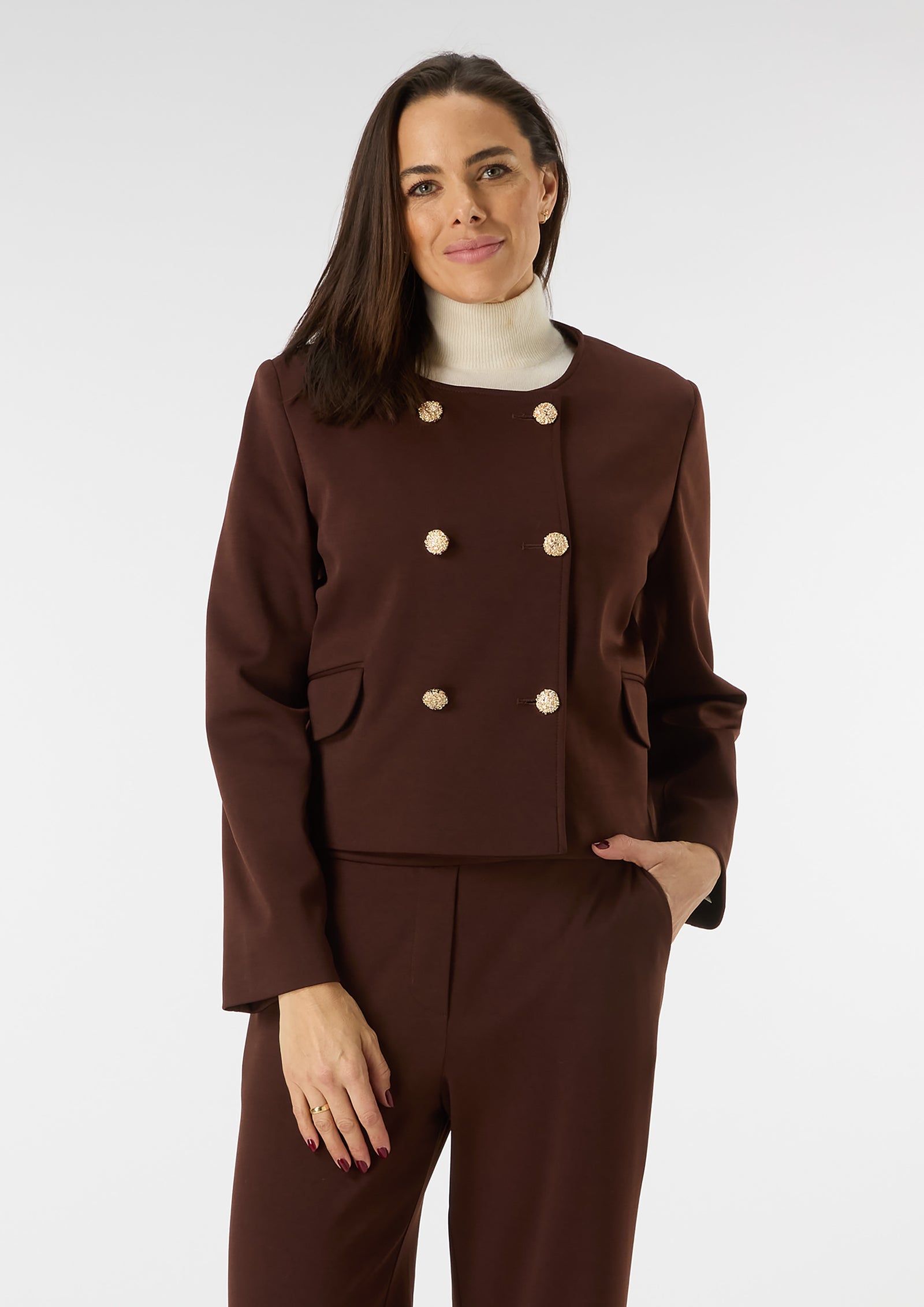 Laura Double-Breasted Jacket with Metallic Buttons - size 10