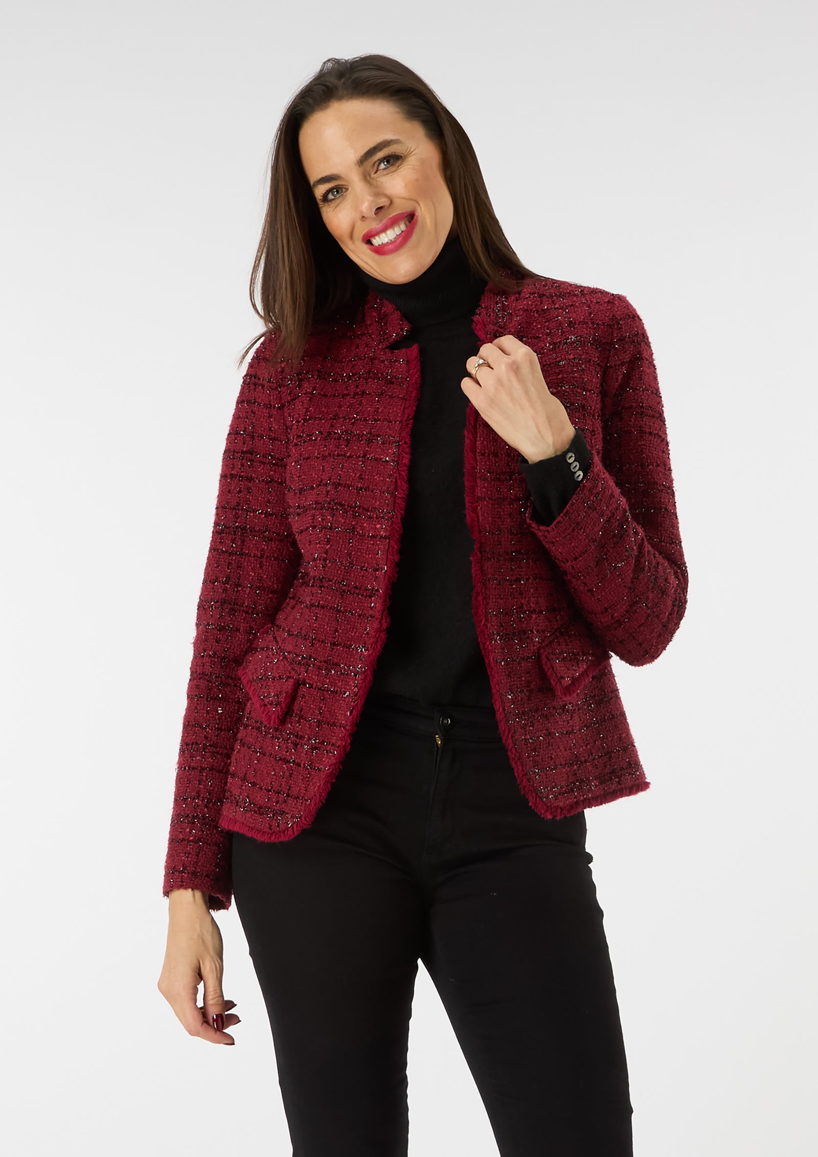 Katy Notch-Collar Jacket with Sparkle Thread - size 10