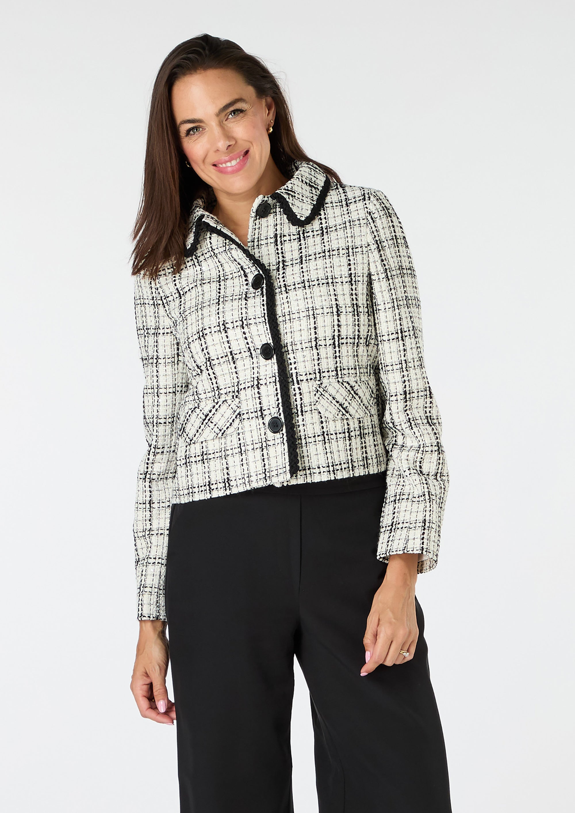 Kira Tweed Jacket with Sparkle Detail - size 10