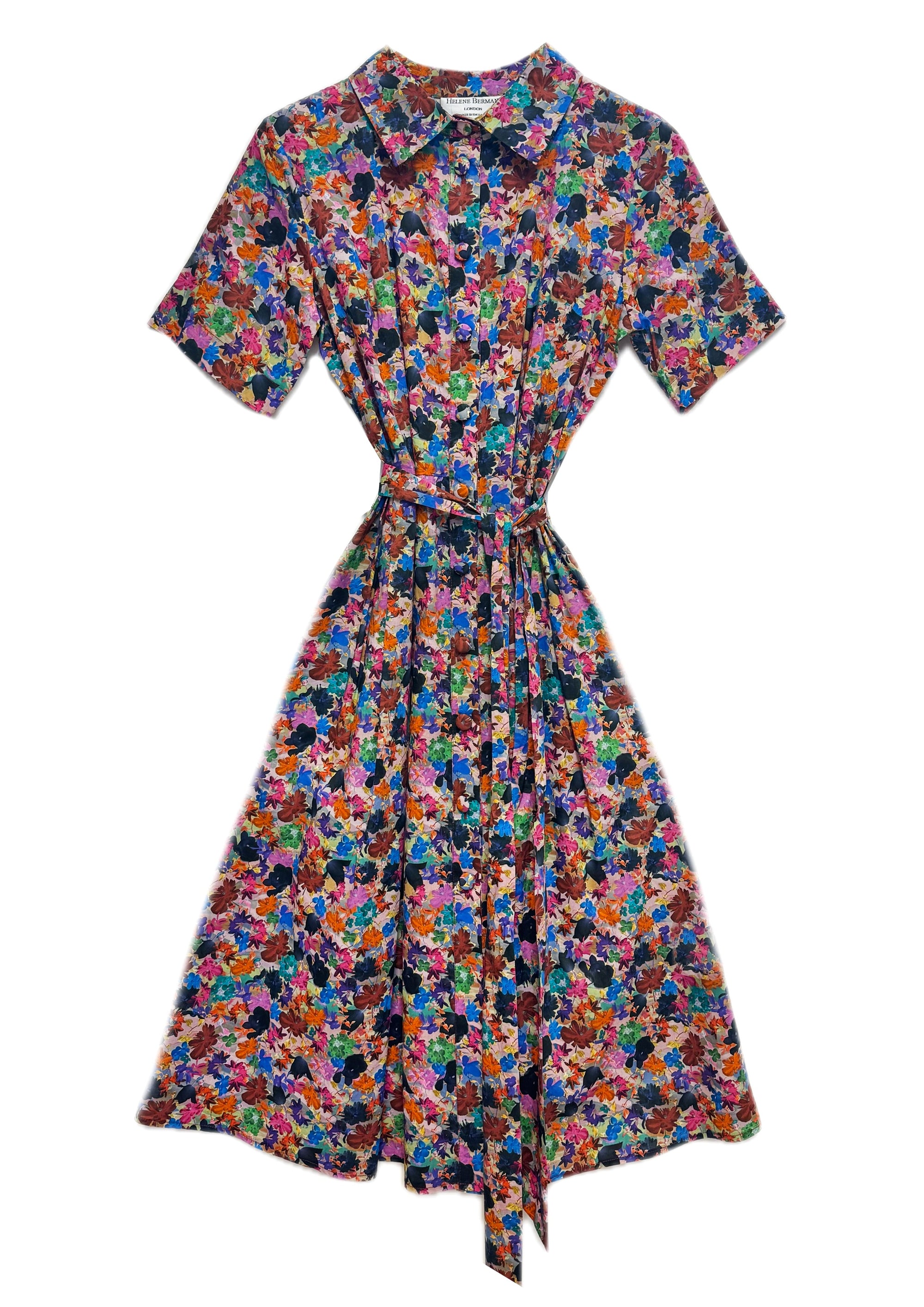 Lina Short Sleeve Floral Shirt Dress - size 10