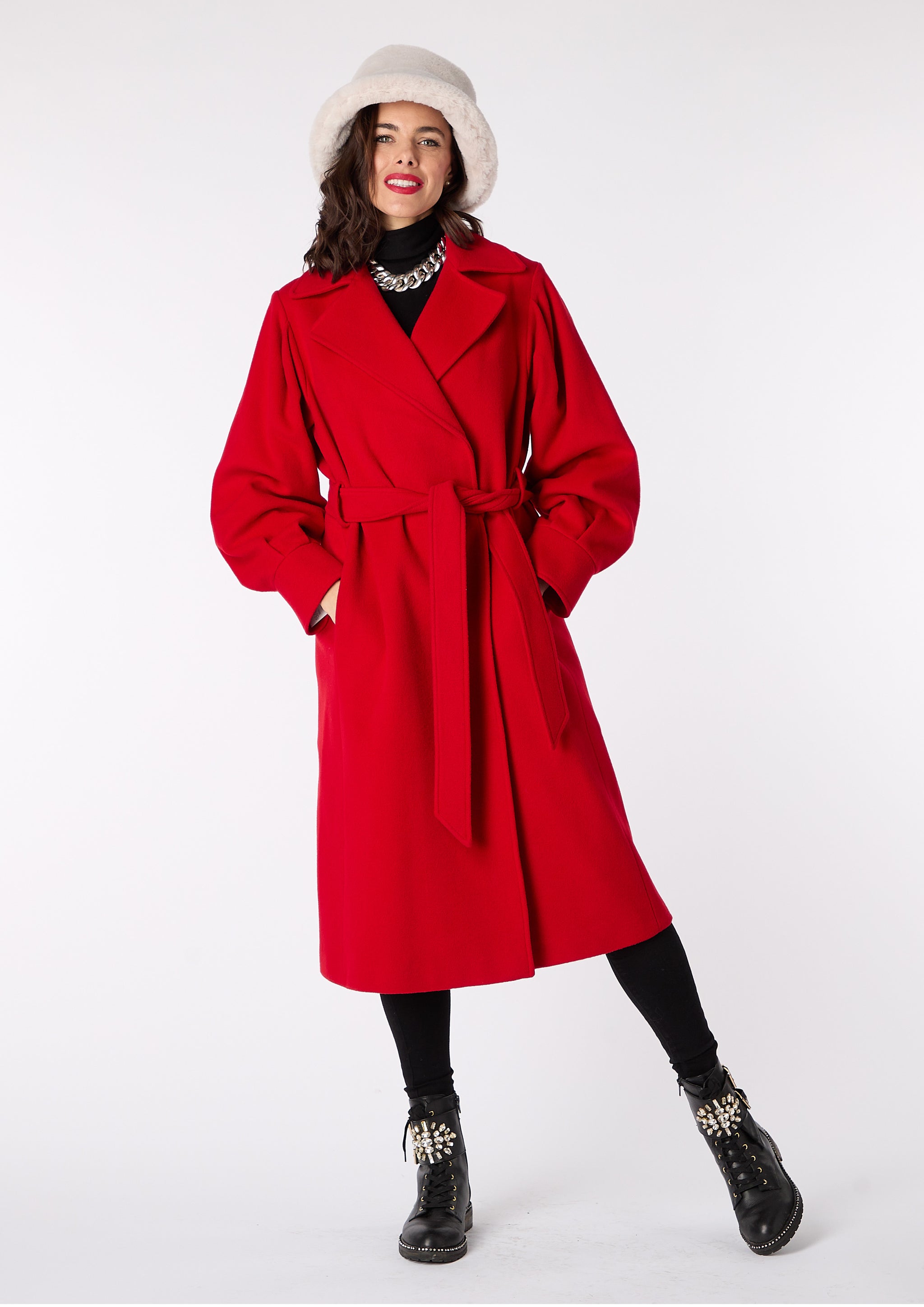 Luna wool self tie coat deals