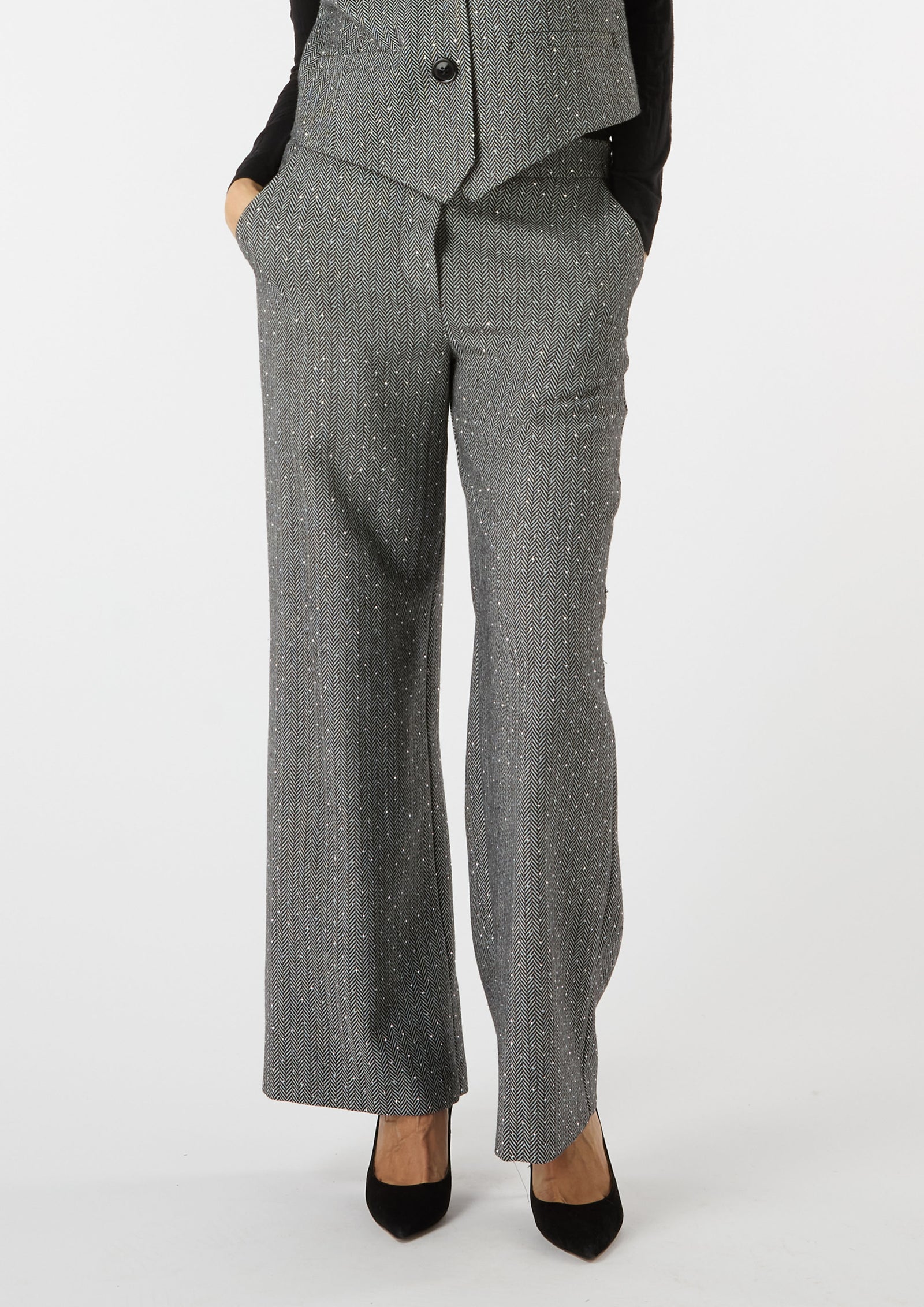 NICKY TROUSERS IN SPARKLE HERRINGBONE - SIZE 10