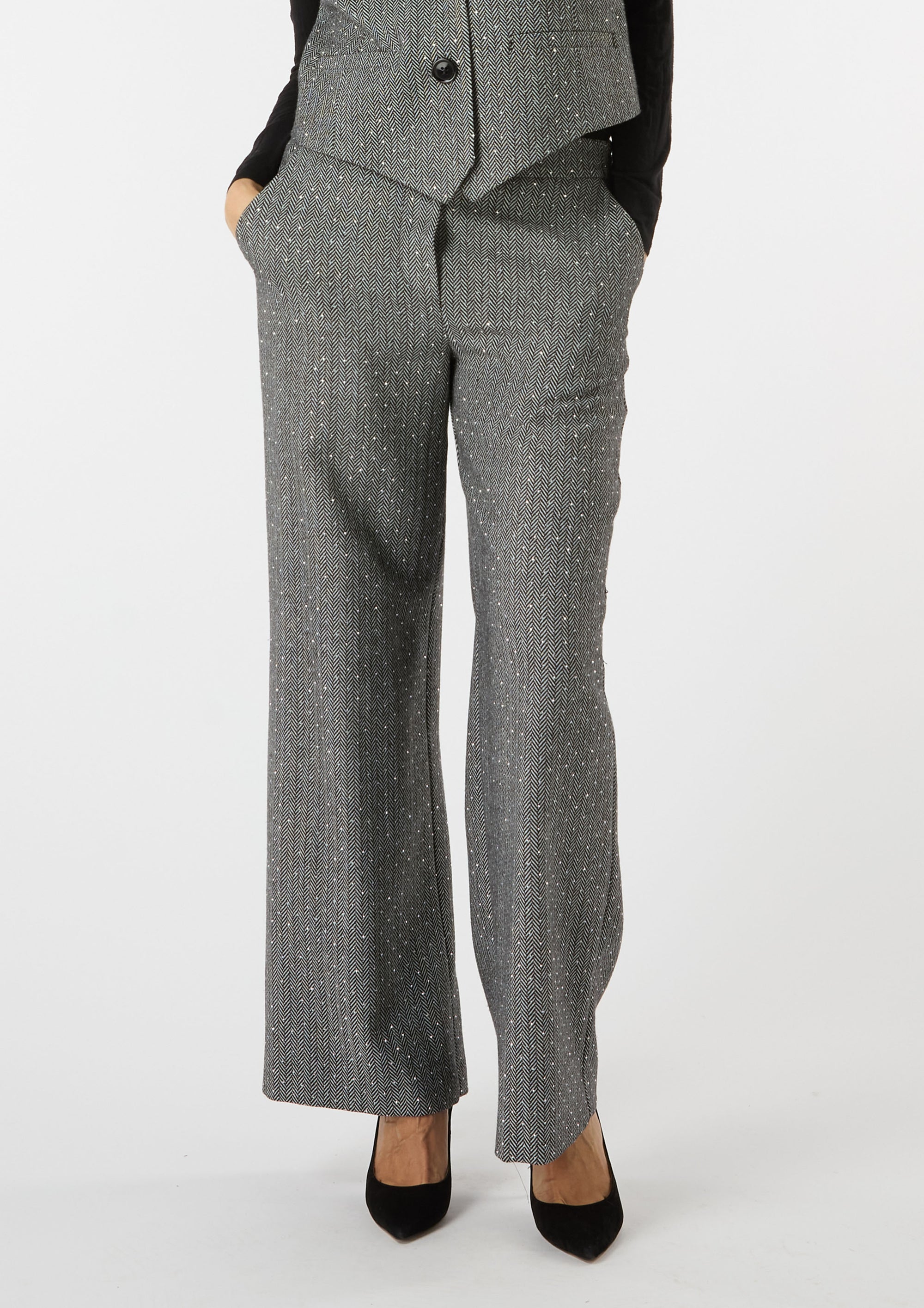 NICKY TROUSERS IN SPARKLE HERRINGBONE - SIZE 10