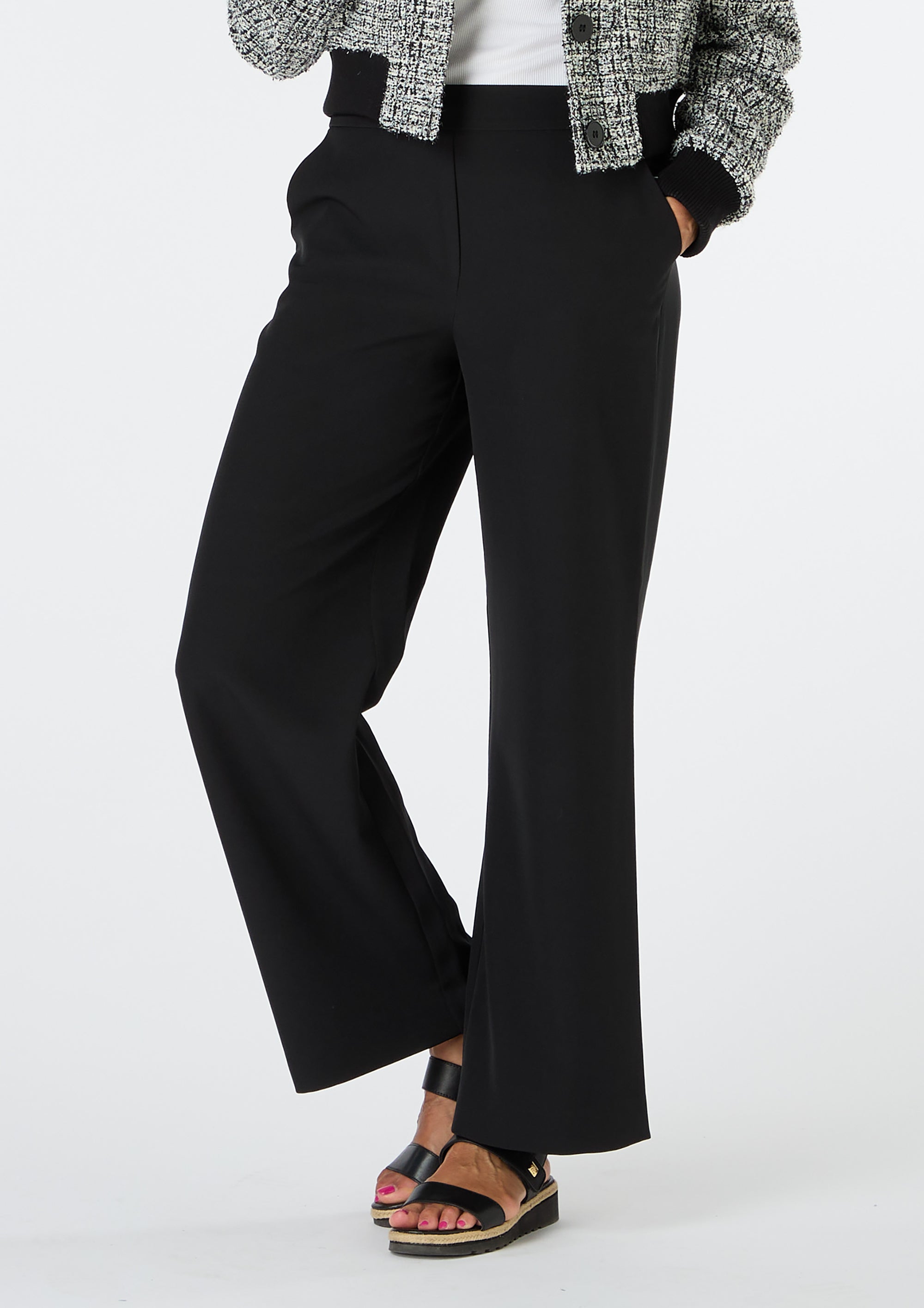 Eliza Textured Trousers with Elasticated Waist - size 10