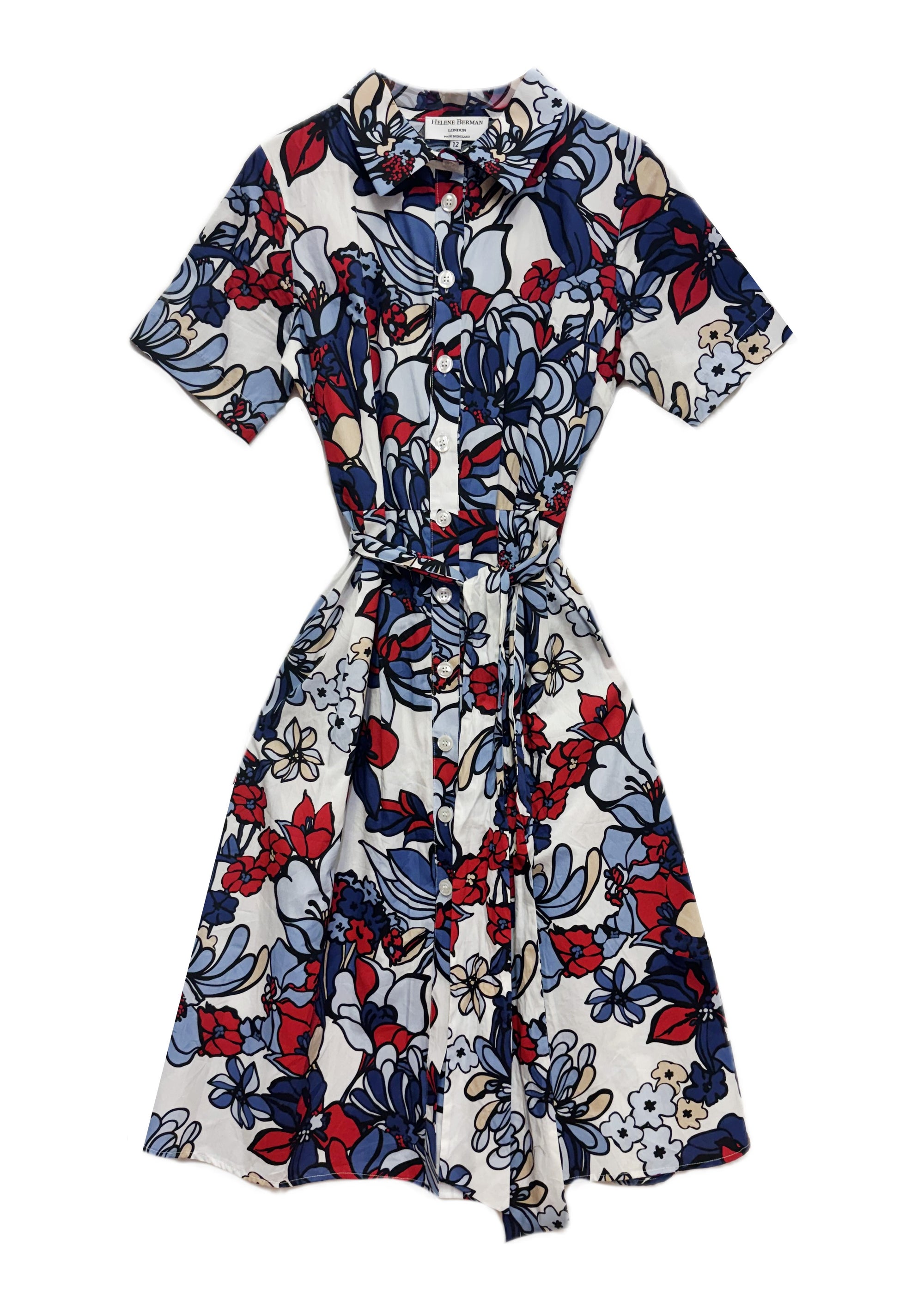 Perry Short Sleeve Floral Shirt Dress - size 10