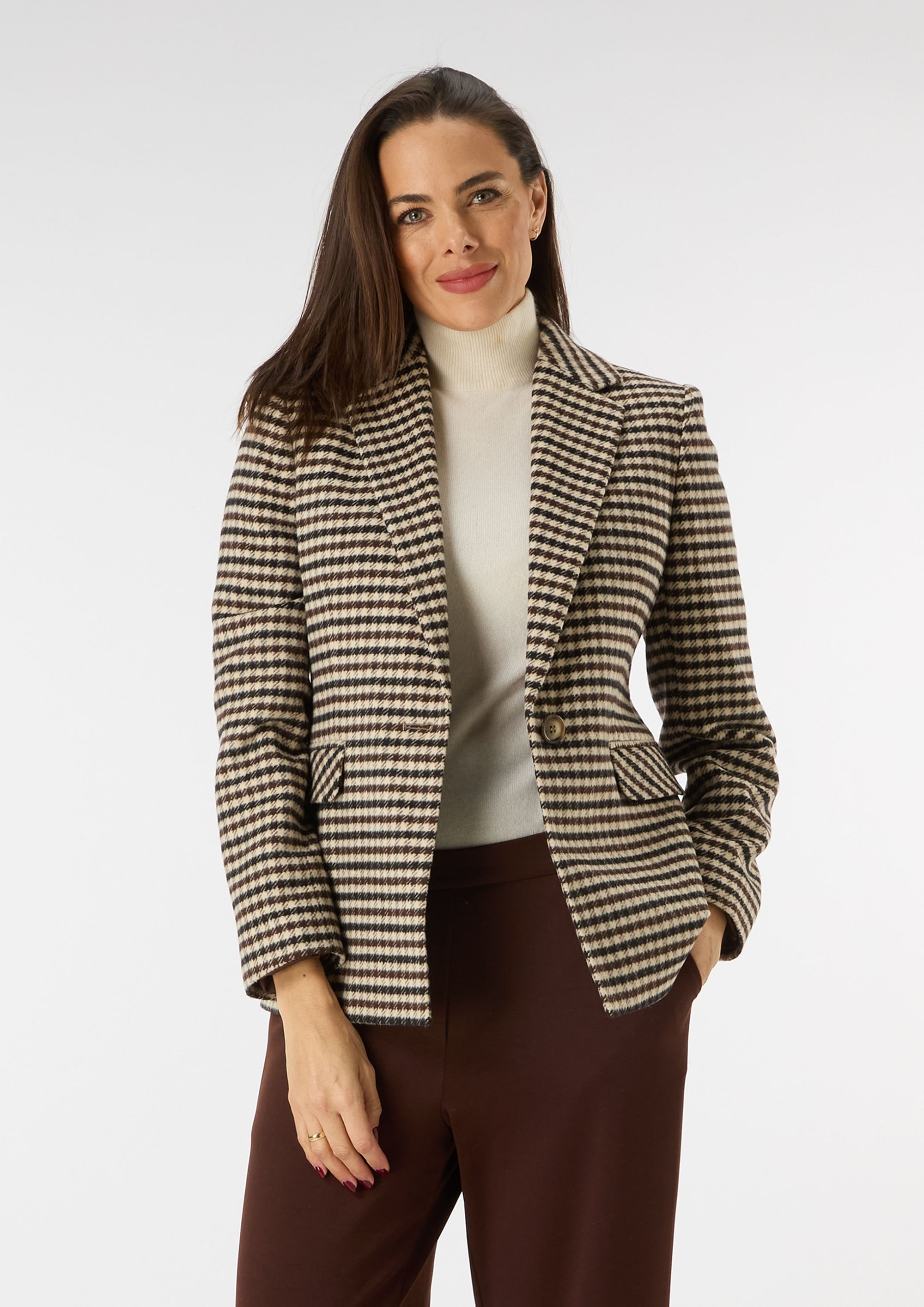 SADIE HOUNDSTOOTH WOOL BLEND JACKET