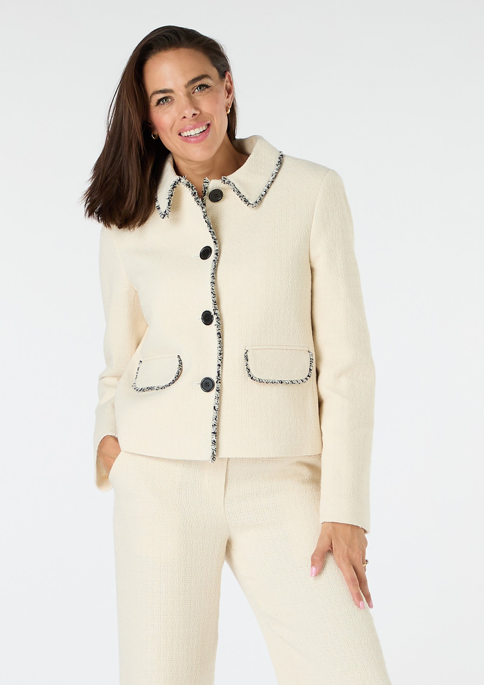 Sarah Cotton-Rich Textured Jacket - size 10