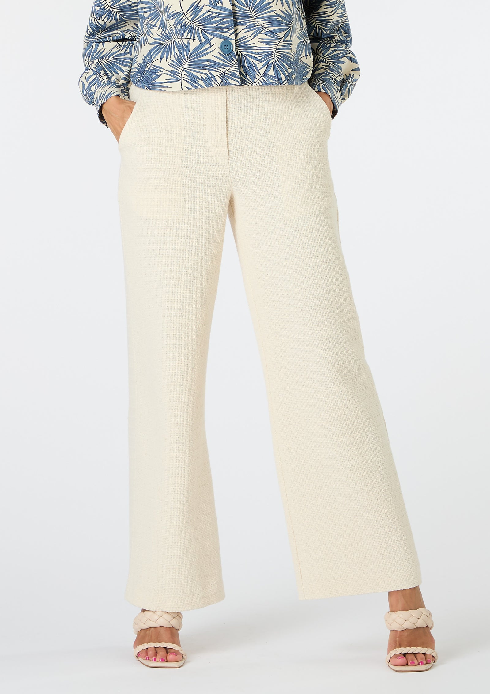 Joan Textured Trousers with Elasticated Waist - size 10