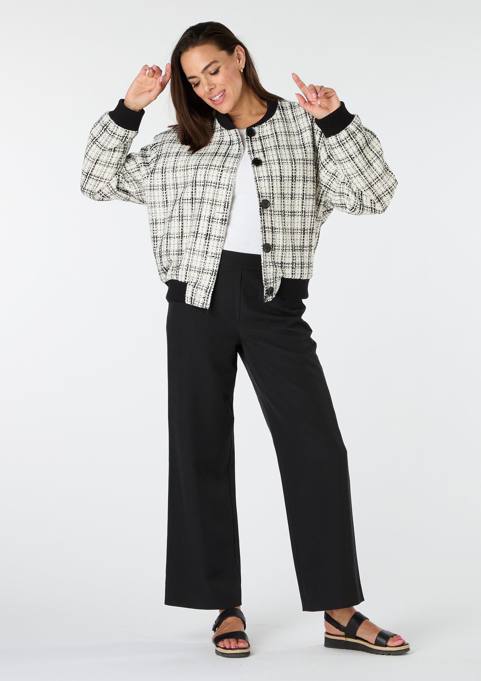 Ula Tweed Bomber with Sparkle Detail - size 12