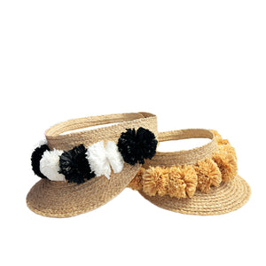 Ravello Raffia Visors with Pom Pom Detail