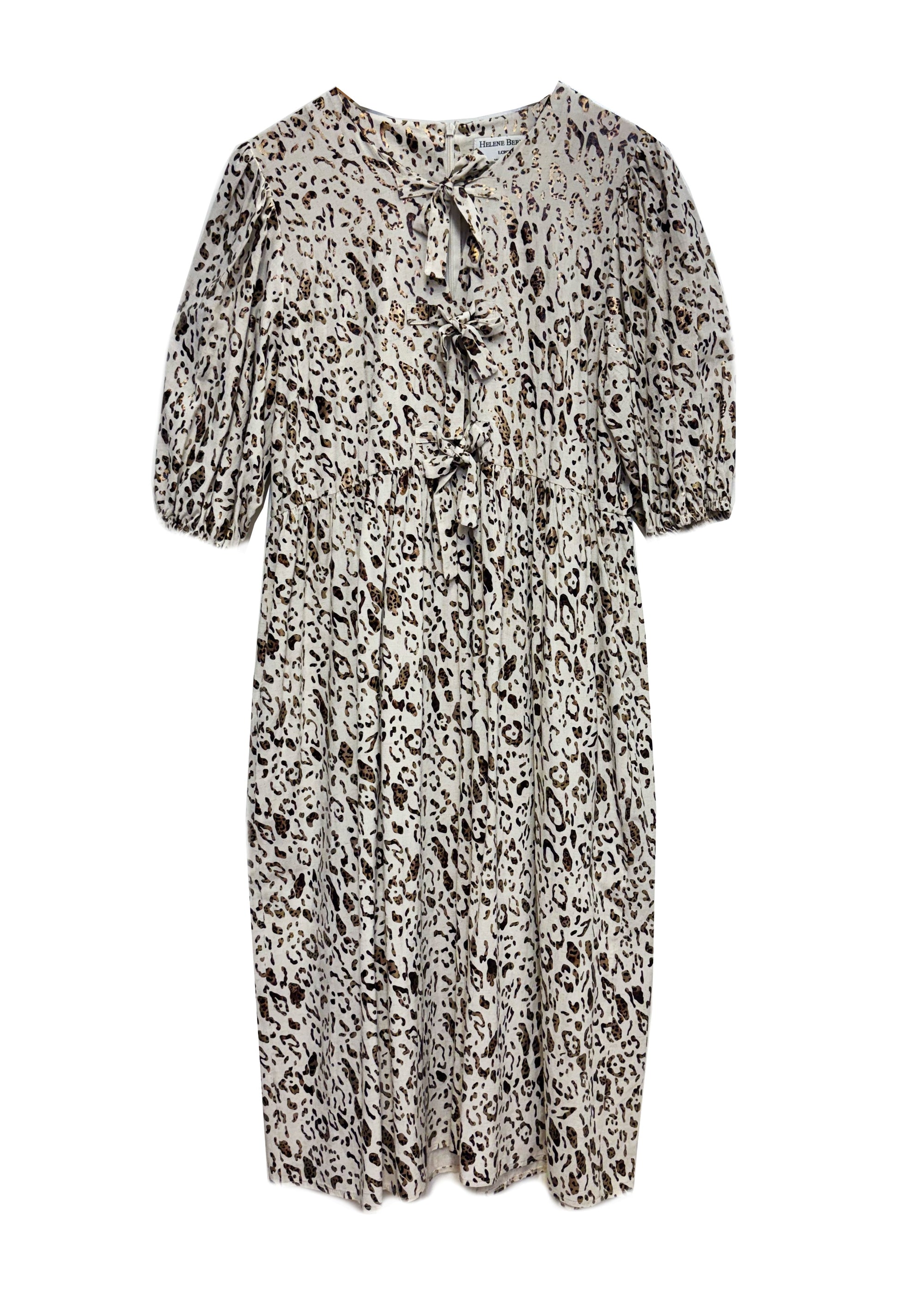 Vita Animal Print Dress with Front Bow Tie Details - size 10